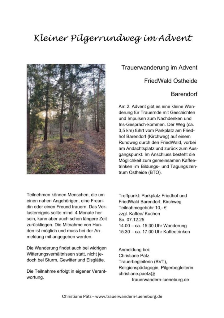 Trauerwanderung im FriedWald Ostheide, Barendorf, am 07.12.2025